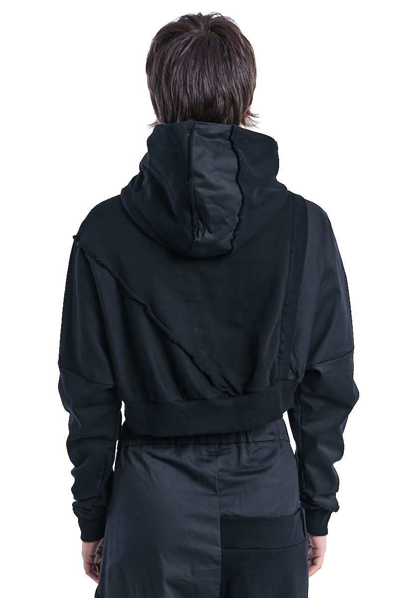 BLACK CROP HOODIE