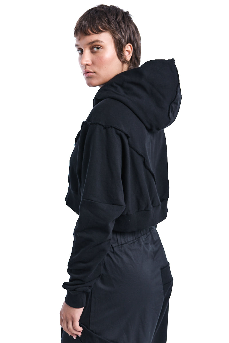 BLACK CROP HOODIE