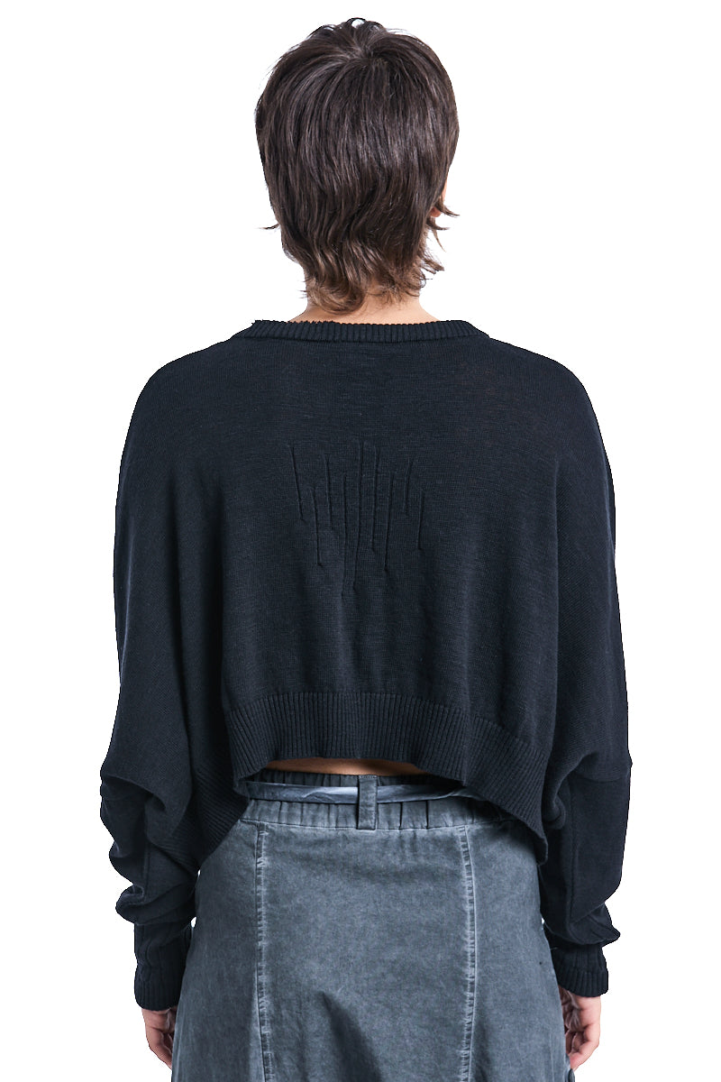 BLACK CROP KNITTED JUMPER