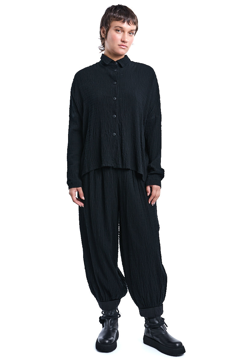 BLACK CRINKLED SOFT SHIRT