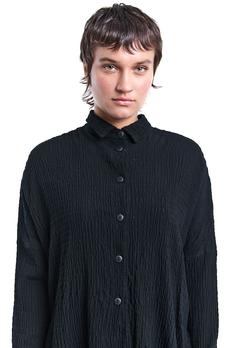 BLACK CRINKLED SOFT SHIRT