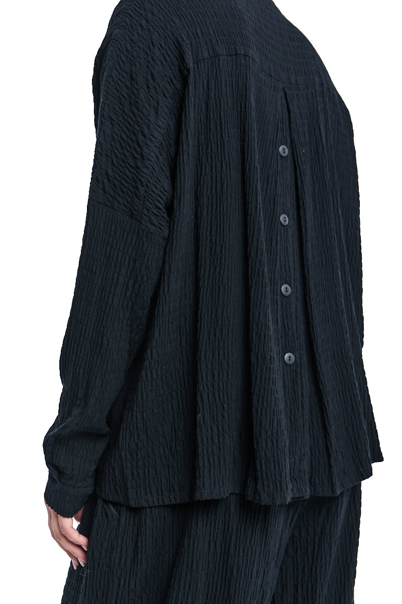 BLACK CRINKLED SOFT SHIRT