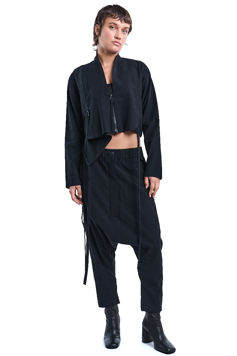 BLACK SOFT ZIPPED JACKET