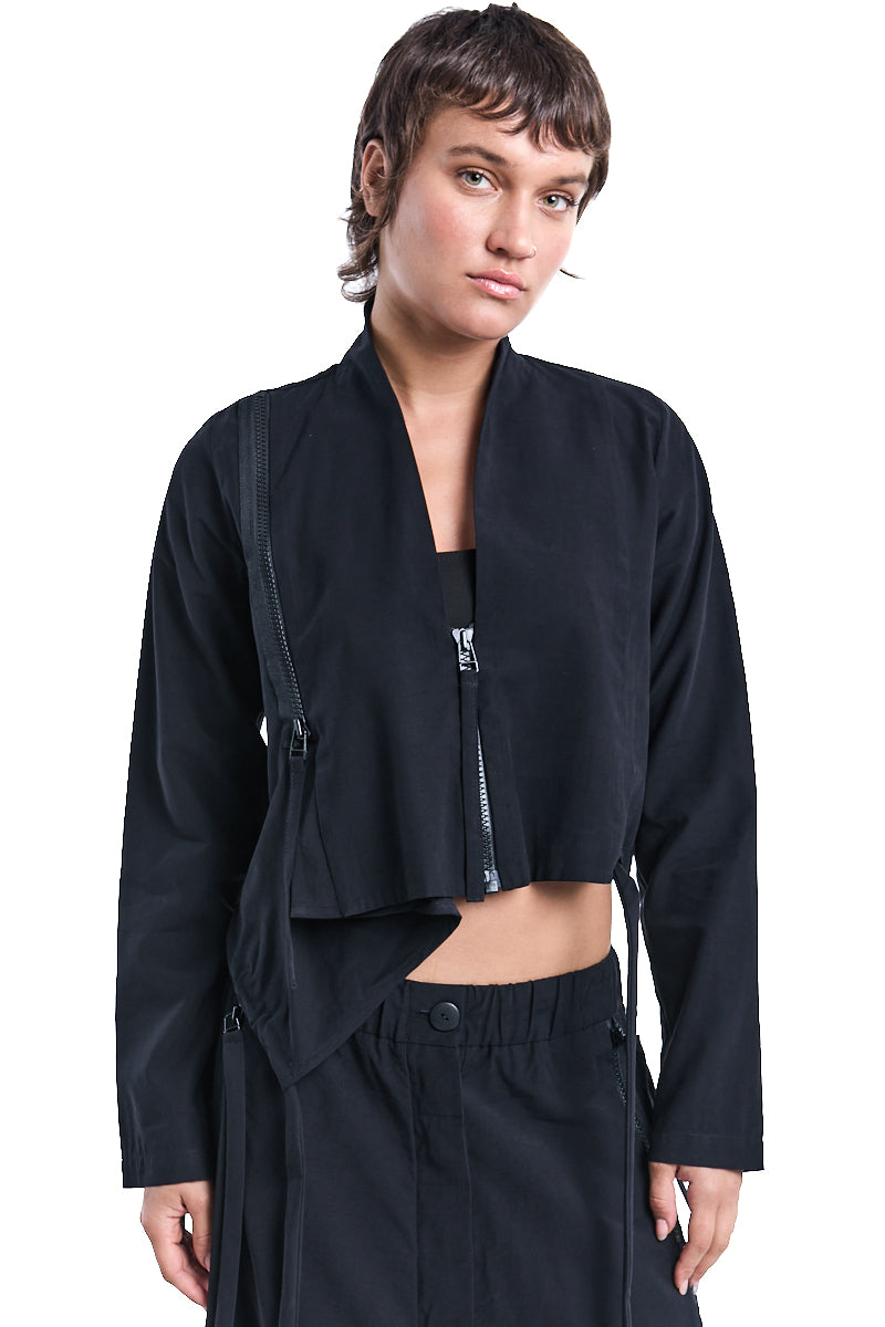 BLACK SOFT ZIPPED JACKET
