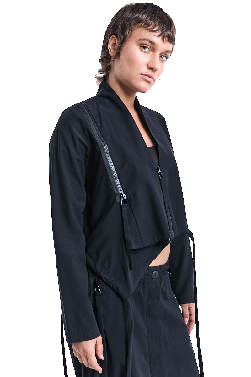 BLACK SOFT ZIPPED JACKET