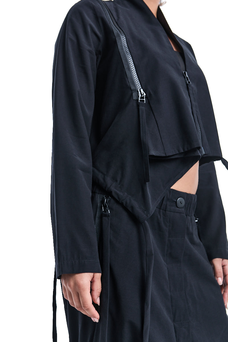 BLACK SOFT ZIPPED JACKET