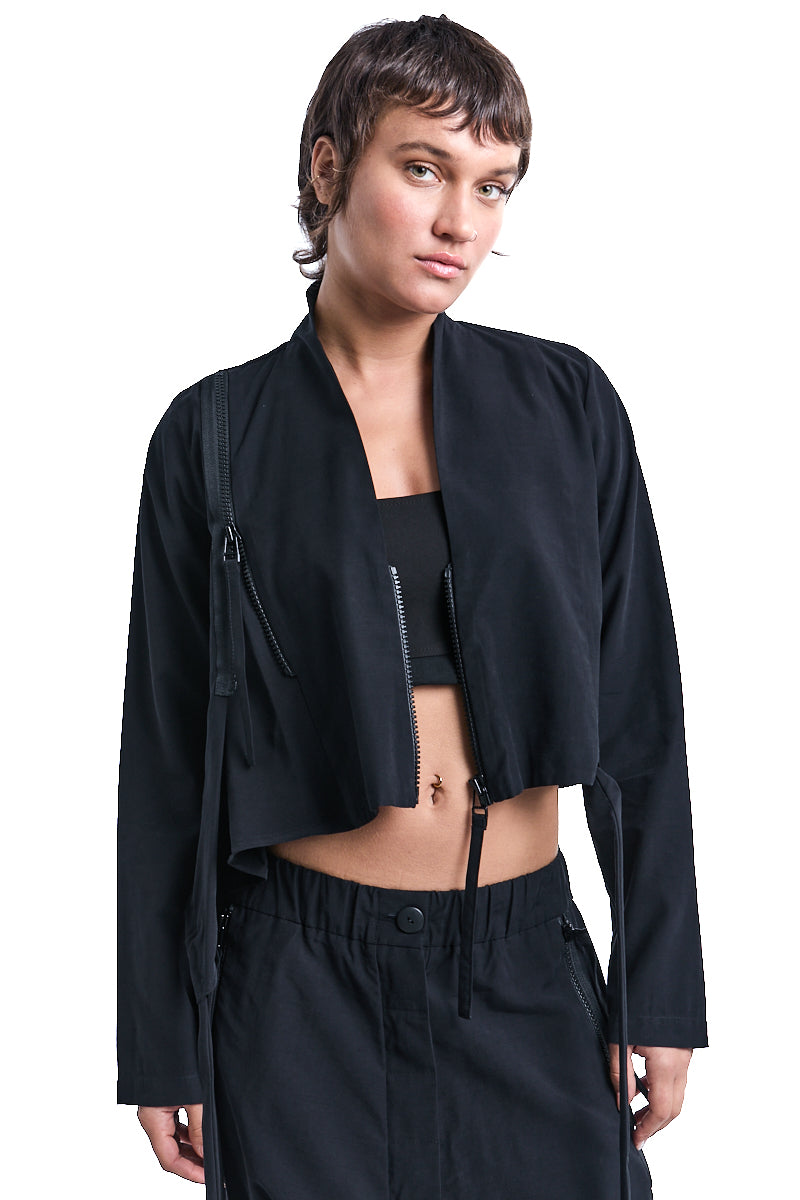 BLACK SOFT ZIPPED JACKET
