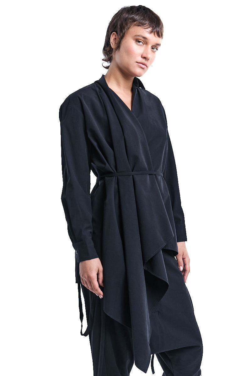 BLACK OVERLAPPED JACKET