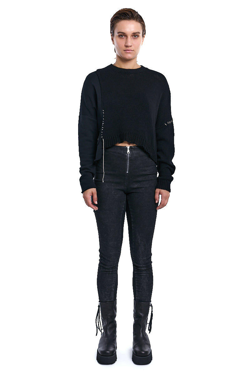 BLACK CONTRAST KNIT JUMPER