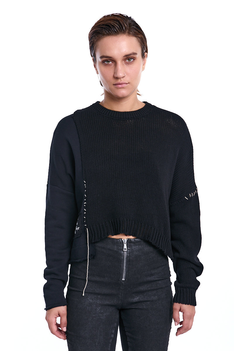 BLACK CONTRAST KNIT JUMPER
