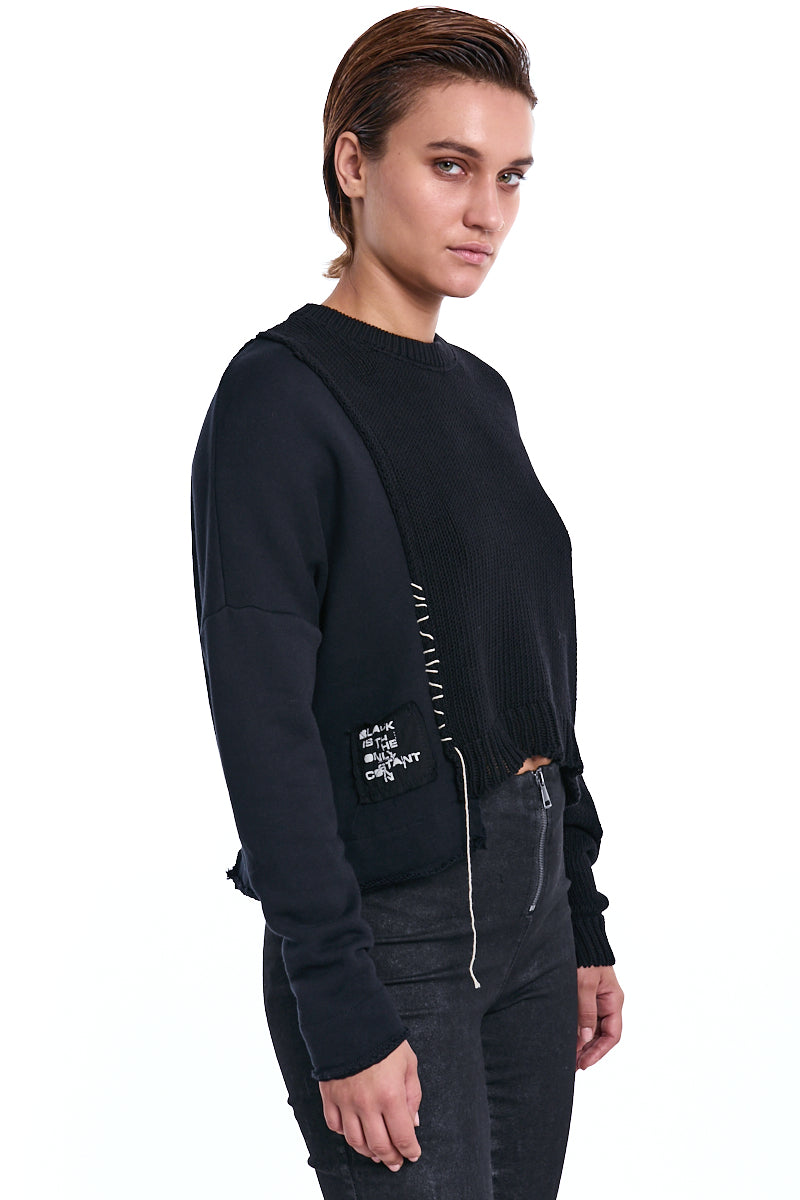 BLACK CONTRAST KNIT JUMPER