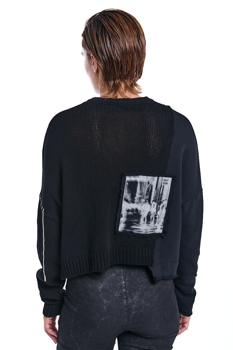 BLACK CONTRAST KNIT JUMPER