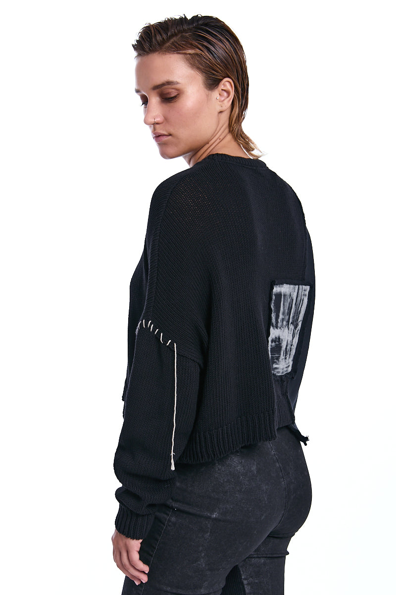 BLACK CONTRAST KNIT JUMPER