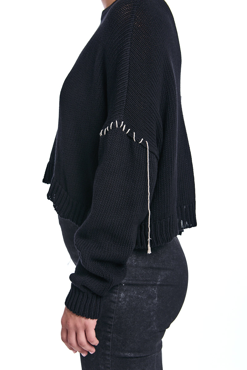 BLACK CONTRAST KNIT JUMPER
