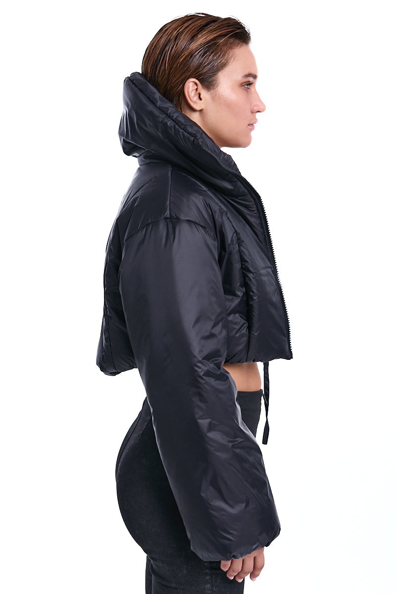 BLACK CROP PADDED JACKET