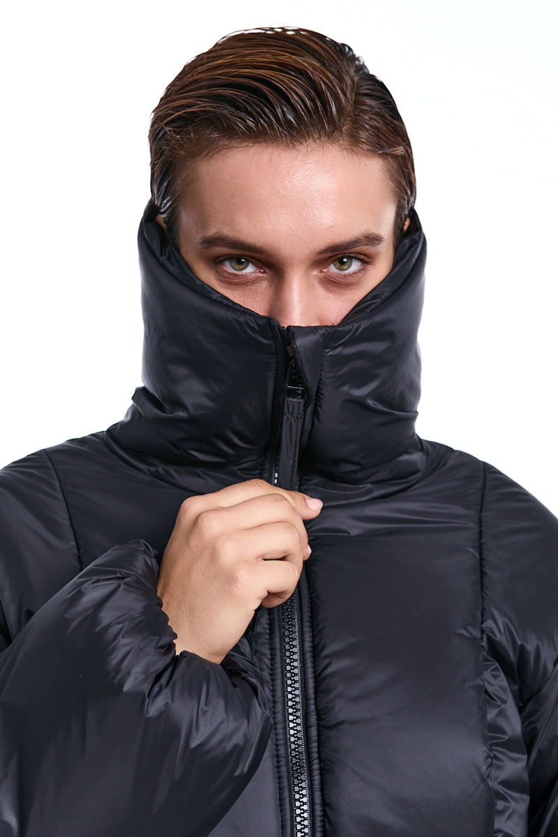BLACK CROP PADDED JACKET