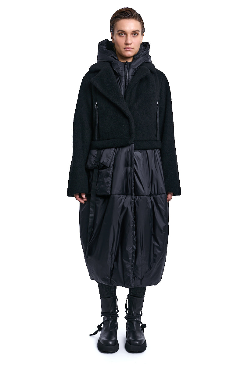 BLACK FAUX FUR 3-IN-1 PADDED COAT