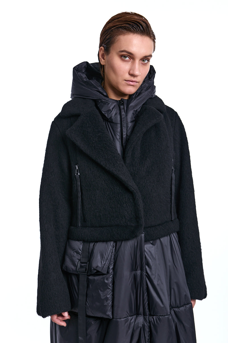 BLACK FAUX FUR 3-IN-1 PADDED COAT