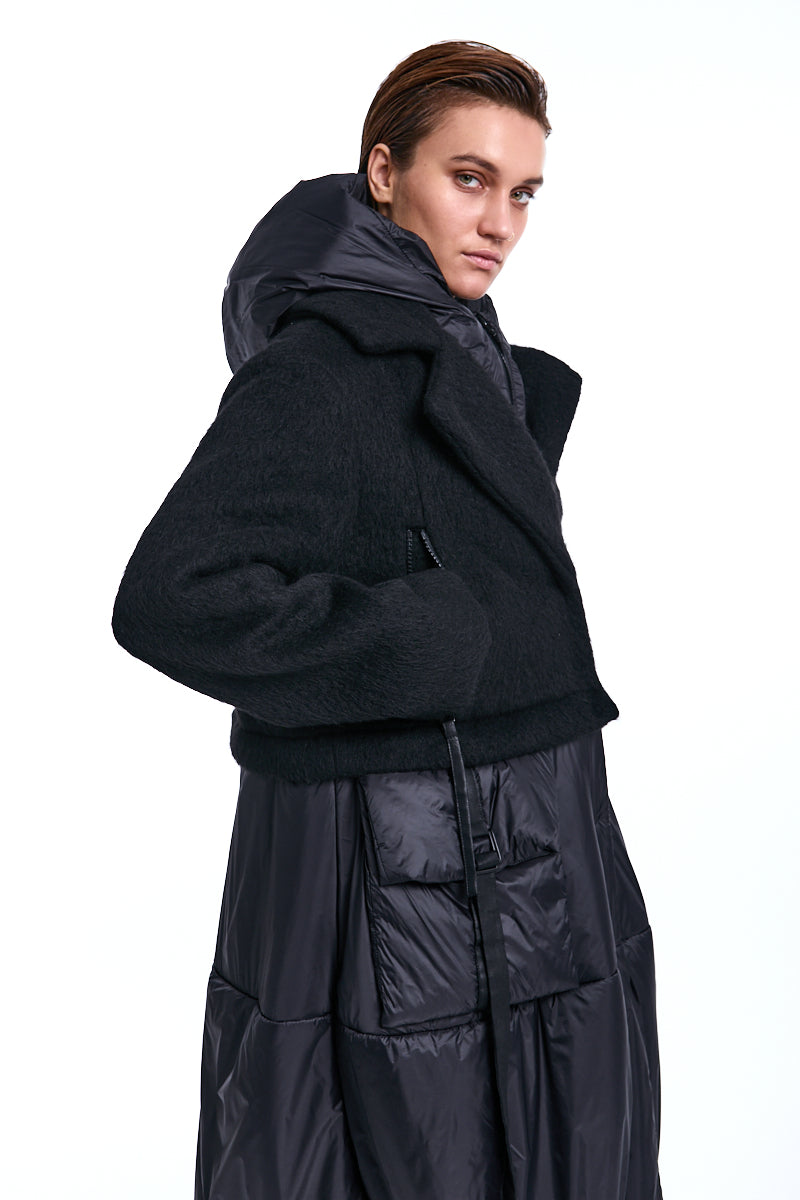 BLACK FAUX FUR 3-IN-1 PADDED COAT