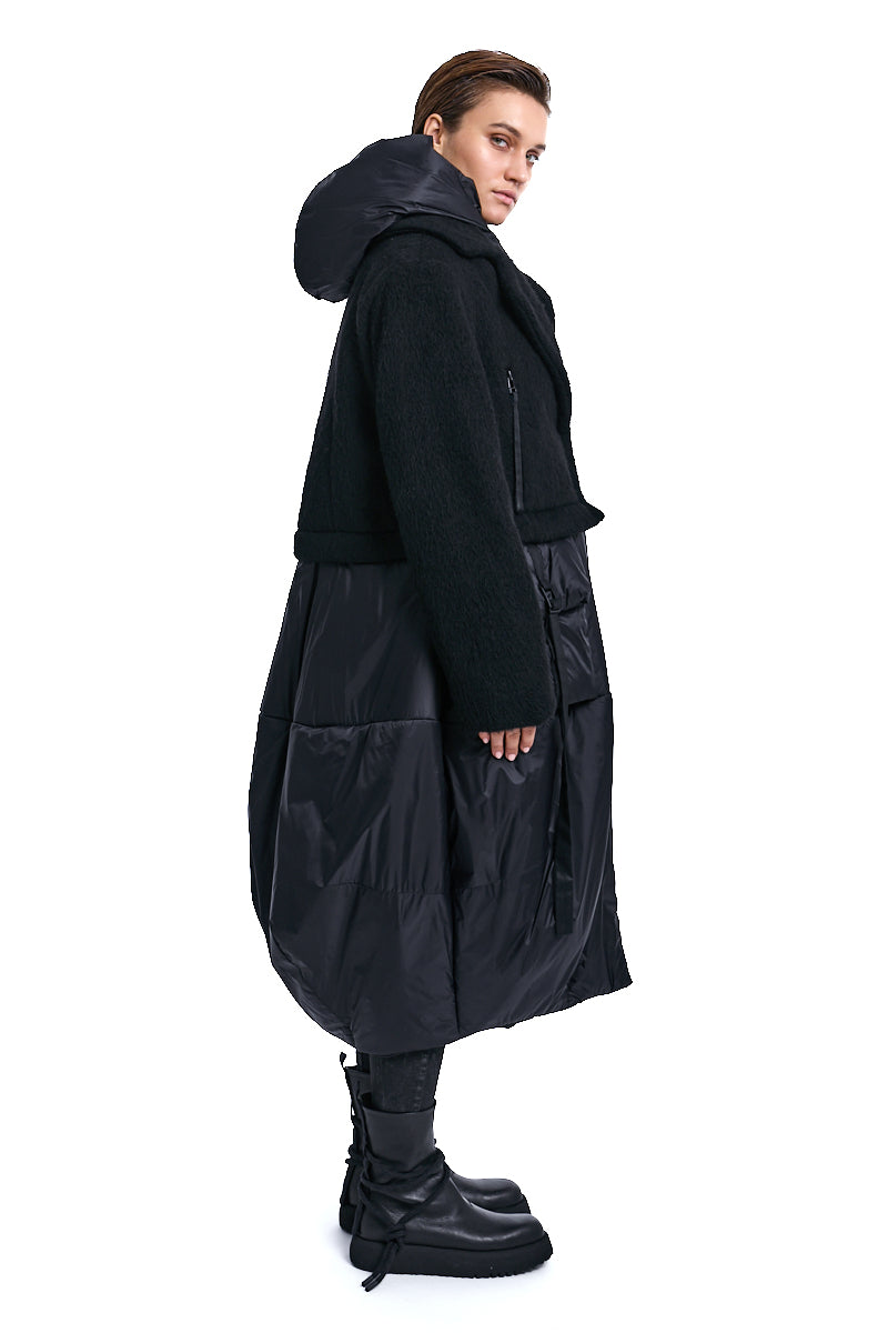 BLACK FAUX FUR 3-IN-1 PADDED COAT