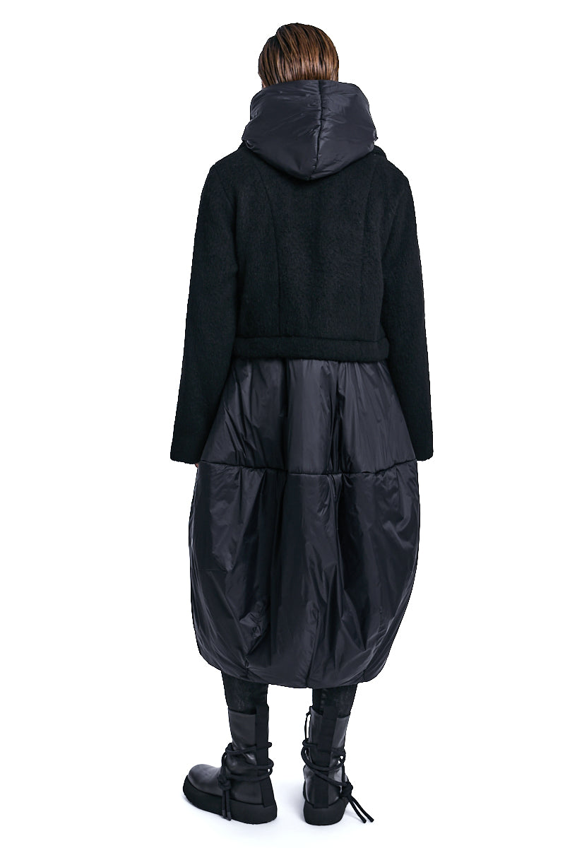 BLACK FAUX FUR 3-IN-1 PADDED COAT