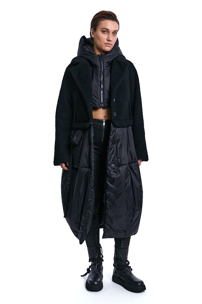 BLACK FAUX FUR 3-IN-1 PADDED COAT