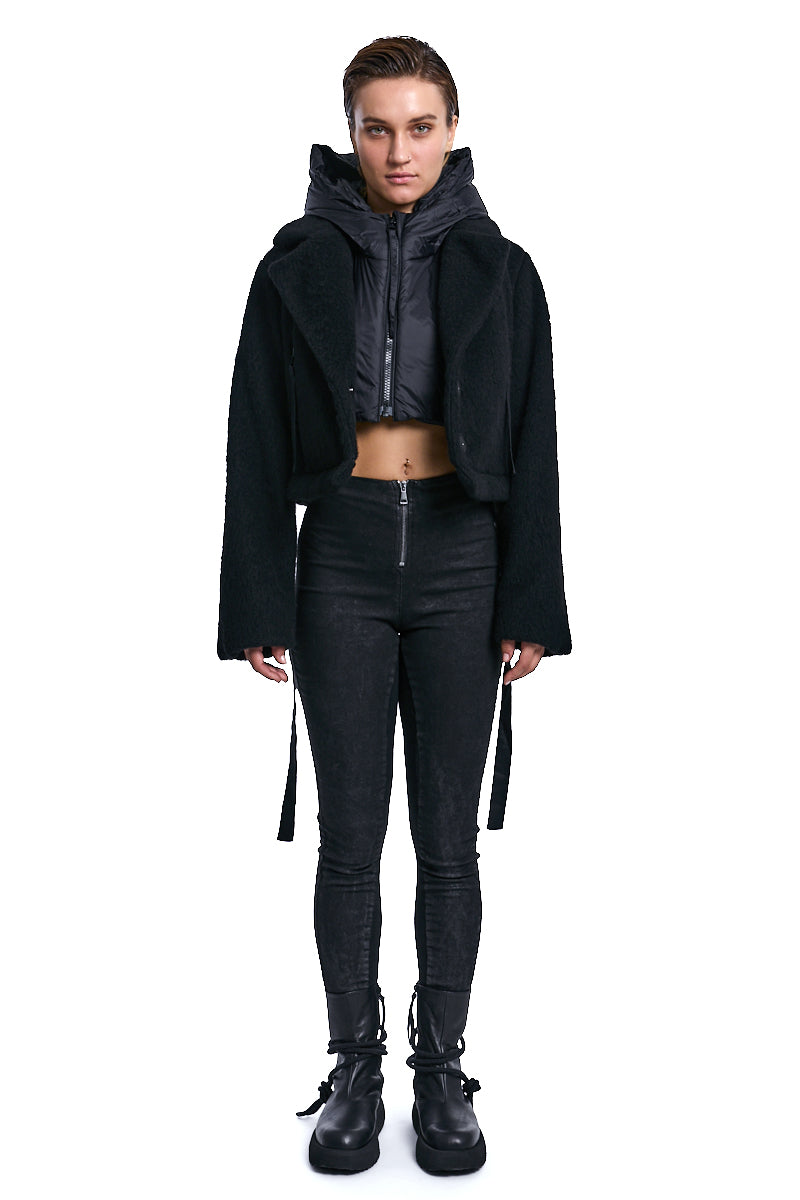 BLACK FAUX FUR 3-IN-1 PADDED COAT