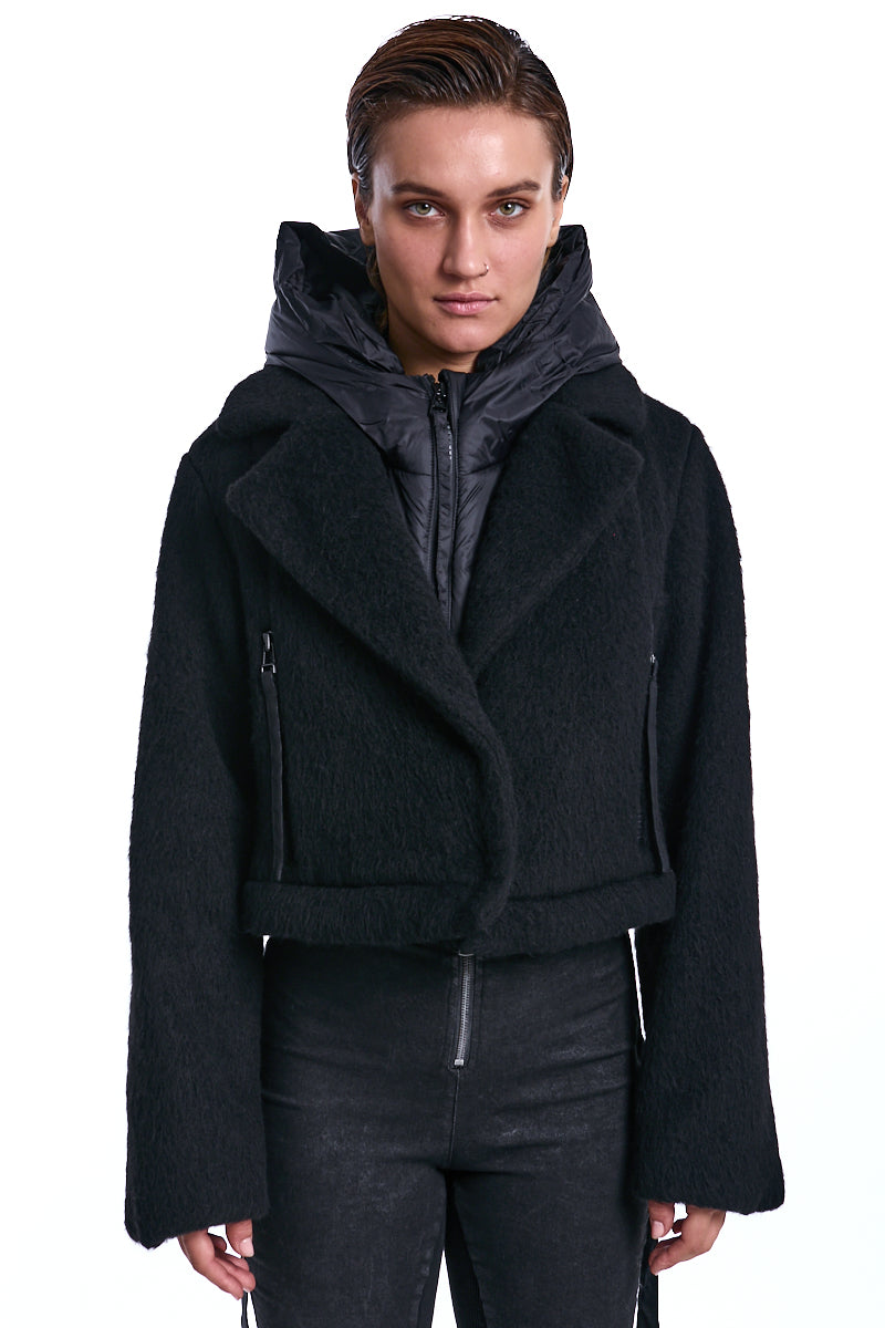 BLACK FAUX FUR 3-IN-1 PADDED COAT