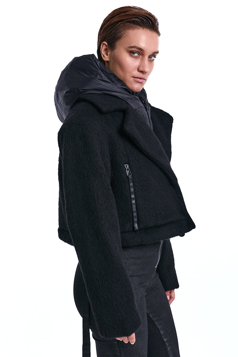 BLACK FAUX FUR 3-IN-1 PADDED COAT