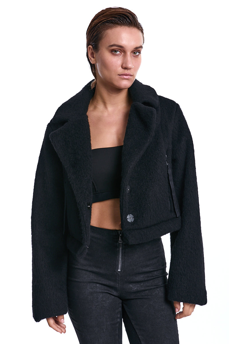 BLACK FAUX FUR 3-IN-1 PADDED COAT