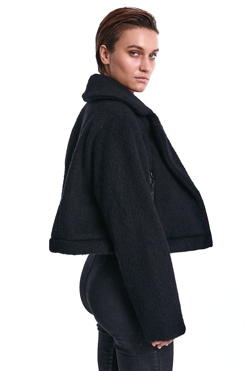 BLACK FAUX FUR 3-IN-1 PADDED COAT