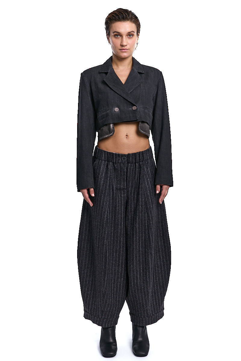 TRUFFLE OLD DYE DENIM CROP BLAZER