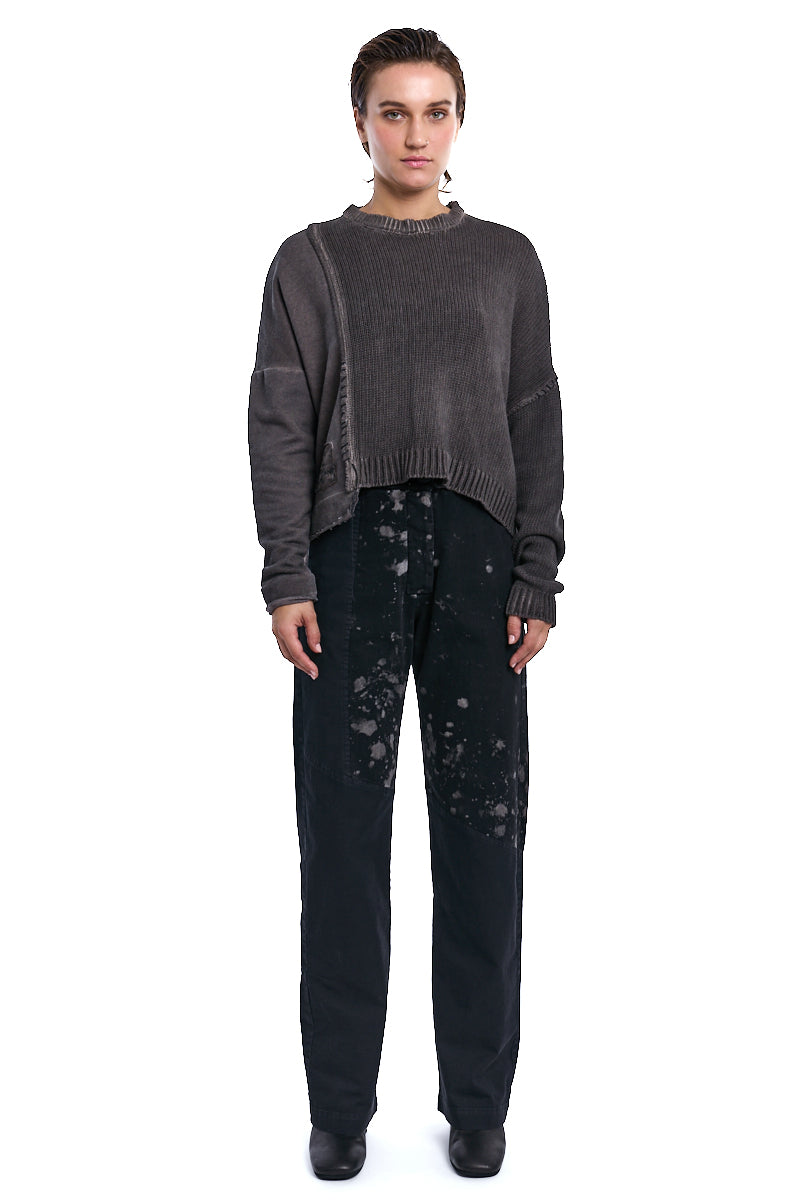 TRUFFLE OLD DYE CONTRAST KNIT JUMPER