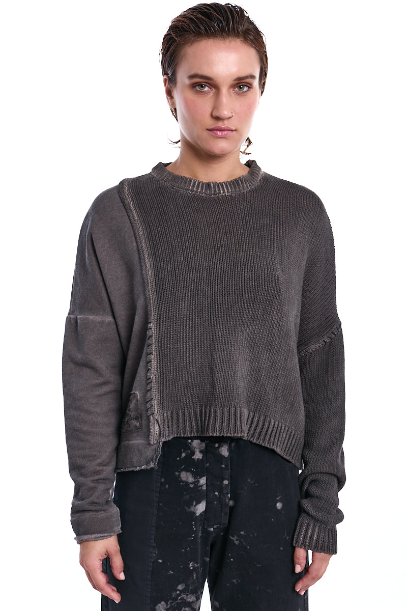 TRUFFLE OLD DYE CONTRAST KNIT JUMPER