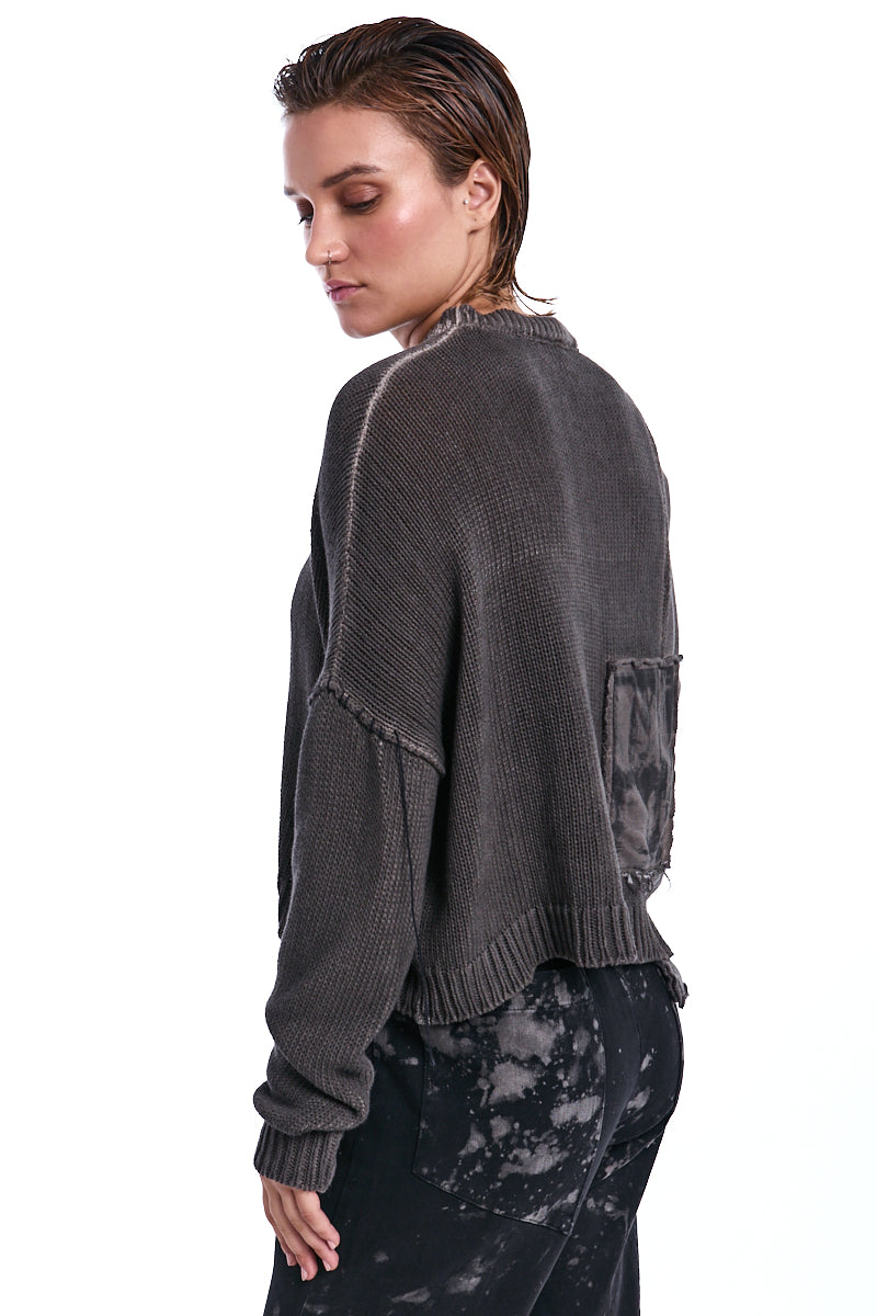 TRUFFLE OLD DYE CONTRAST KNIT JUMPER