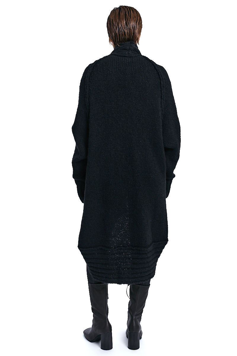 BLACK CHUNKY SHAWL COLLAR CARDIGAN