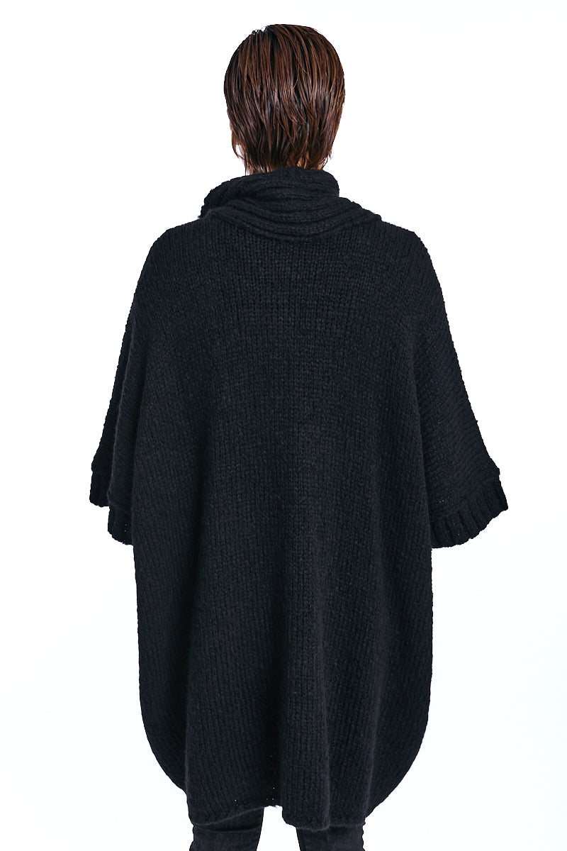 BLACK 3/4 SLEEVE OPEN FRONT CARDIGAN