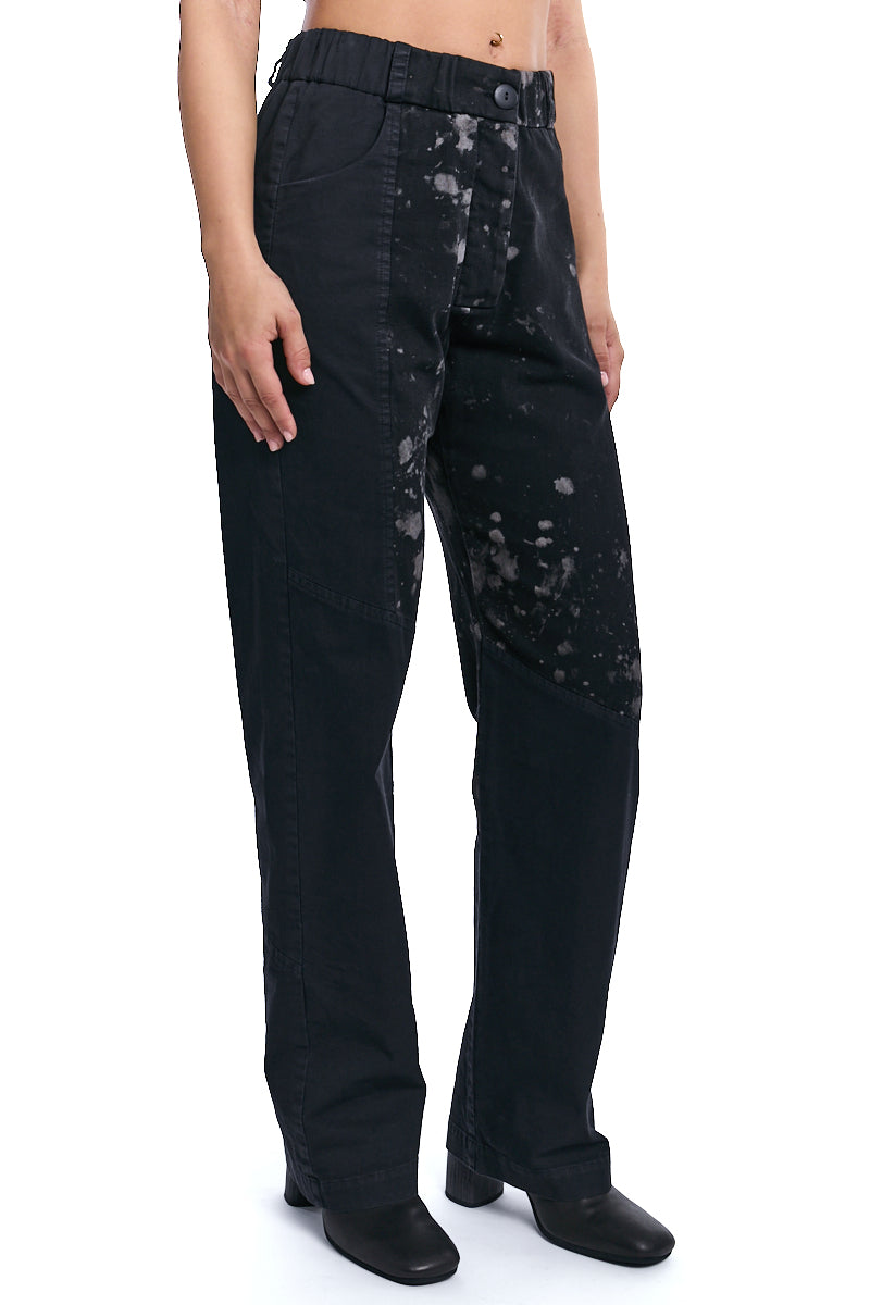 BLACK TRUFFLE SPLASHED COTTON DENIM PANTS