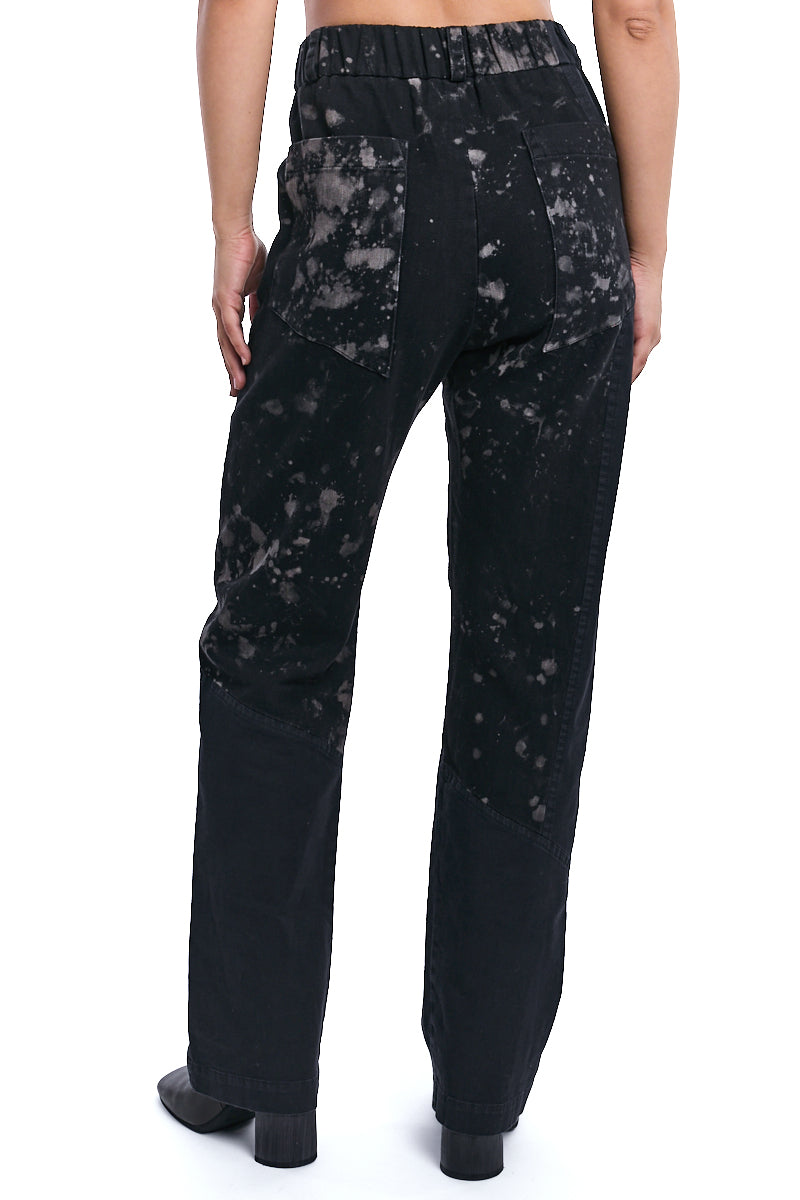 BLACK TRUFFLE SPLASHED COTTON DENIM PANTS