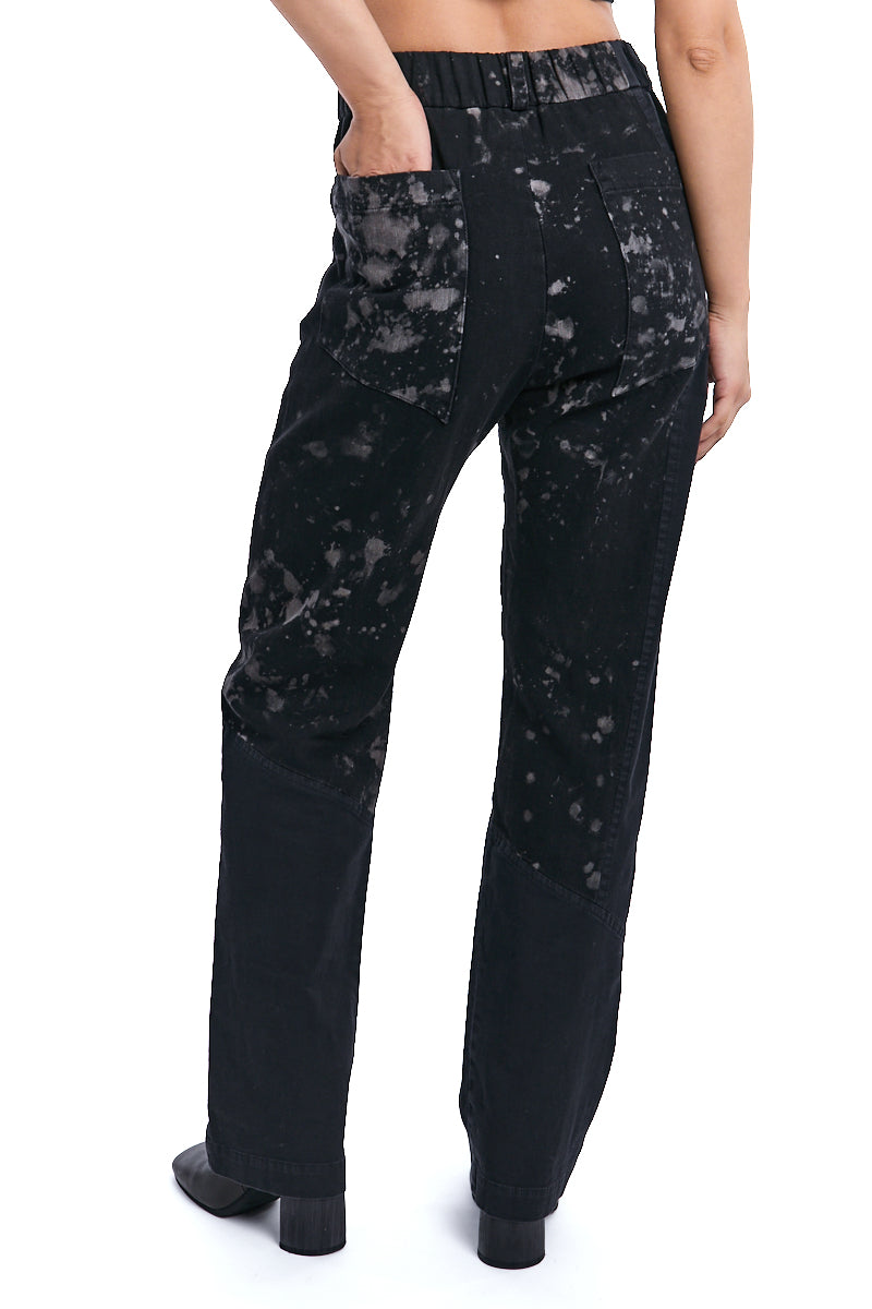 BLACK TRUFFLE SPLASHED COTTON DENIM PANTS