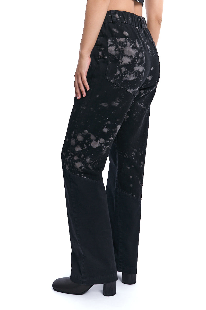BLACK TRUFFLE SPLASHED COTTON DENIM PANTS