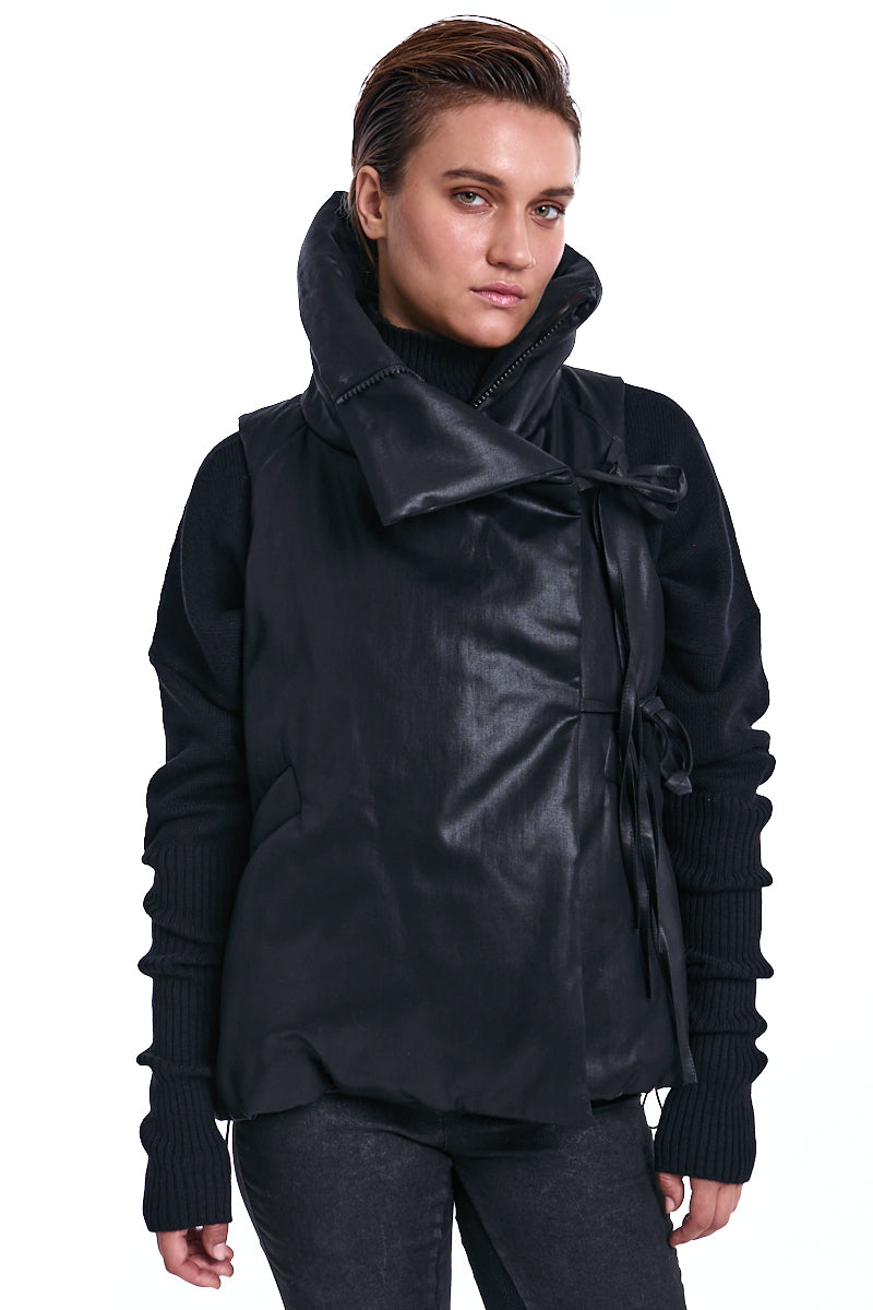 BLACK COATED PADDED VEST
