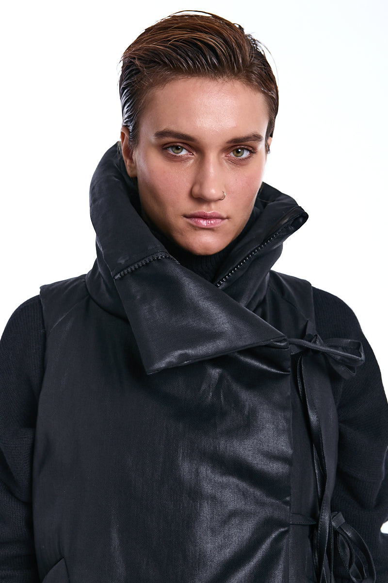 BLACK COATED PADDED VEST