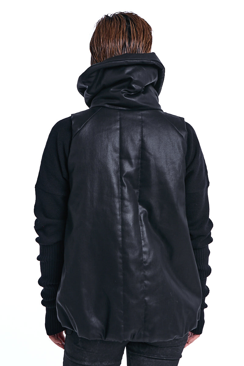 BLACK COATED PADDED VEST