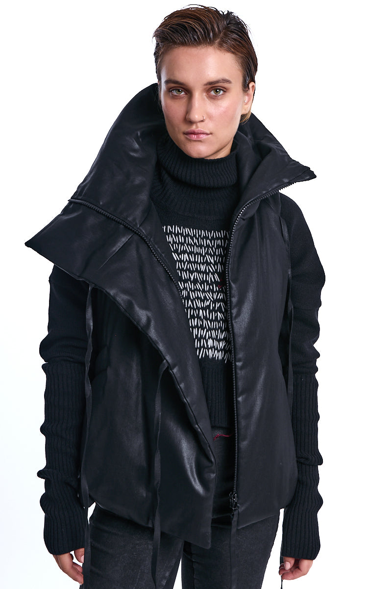 BLACK COATED PADDED VEST