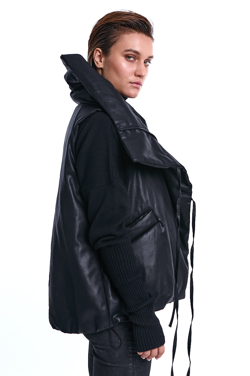 BLACK COATED PADDED VEST