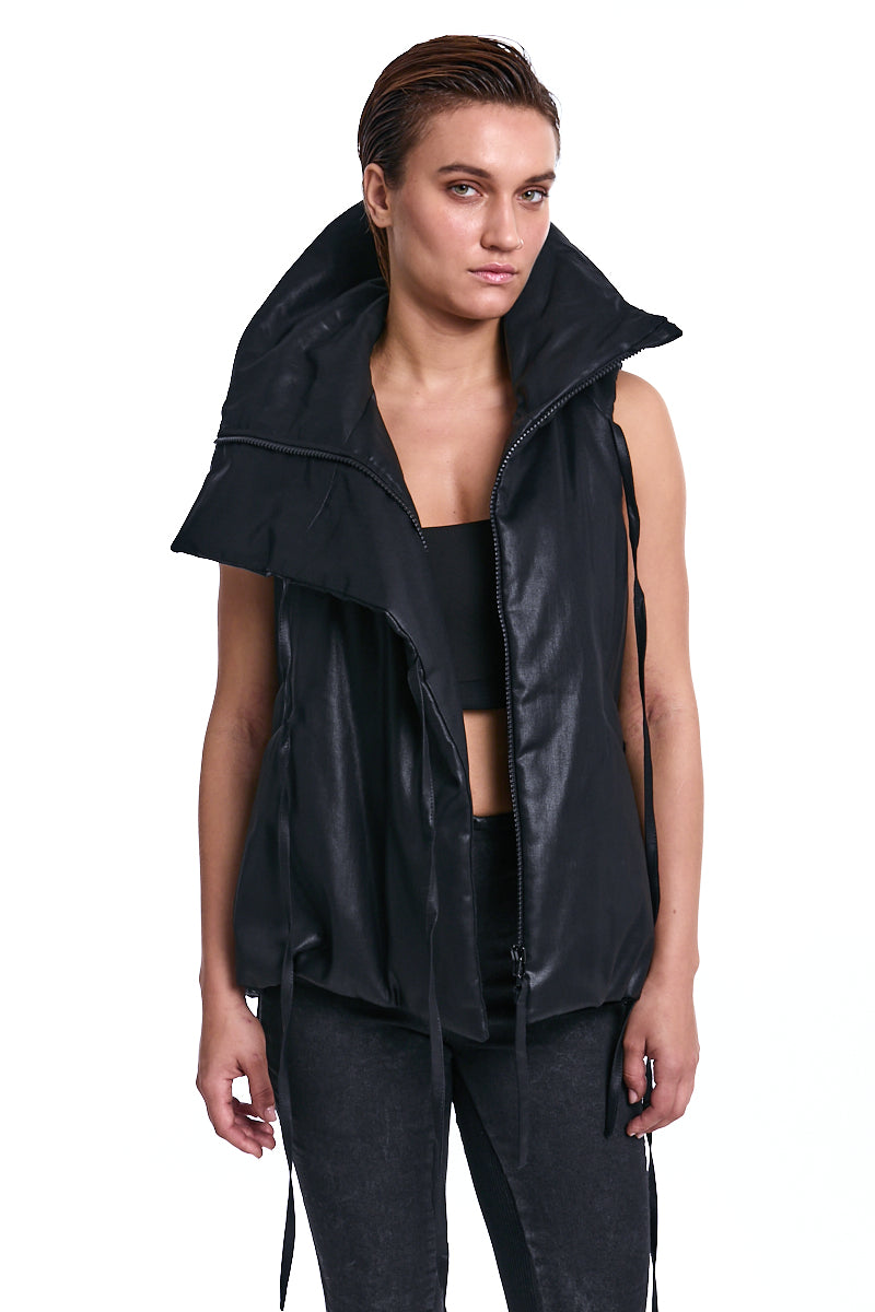 BLACK COATED PADDED VEST