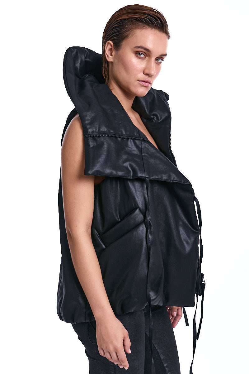 BLACK COATED PADDED VEST