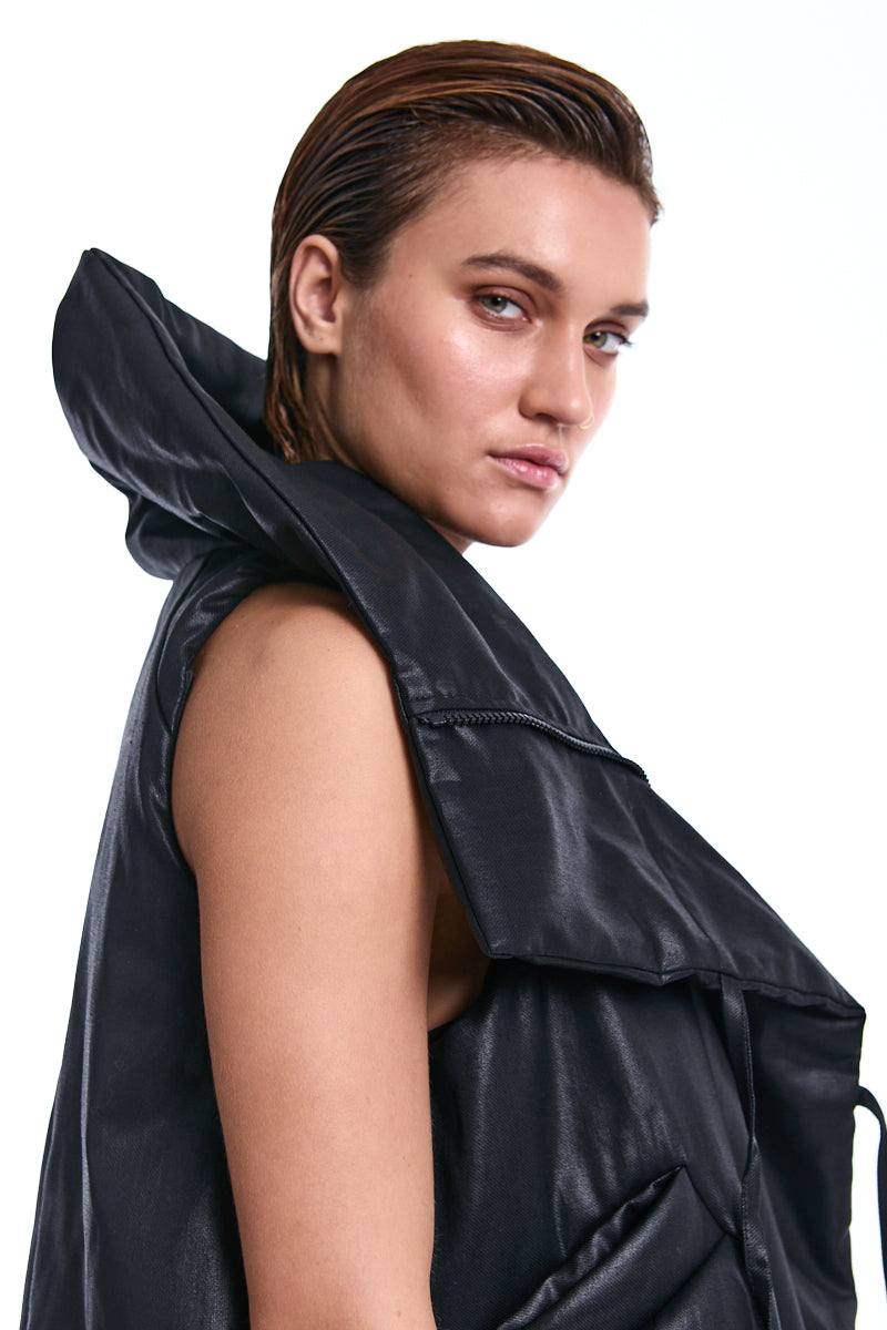 BLACK COATED PADDED VEST