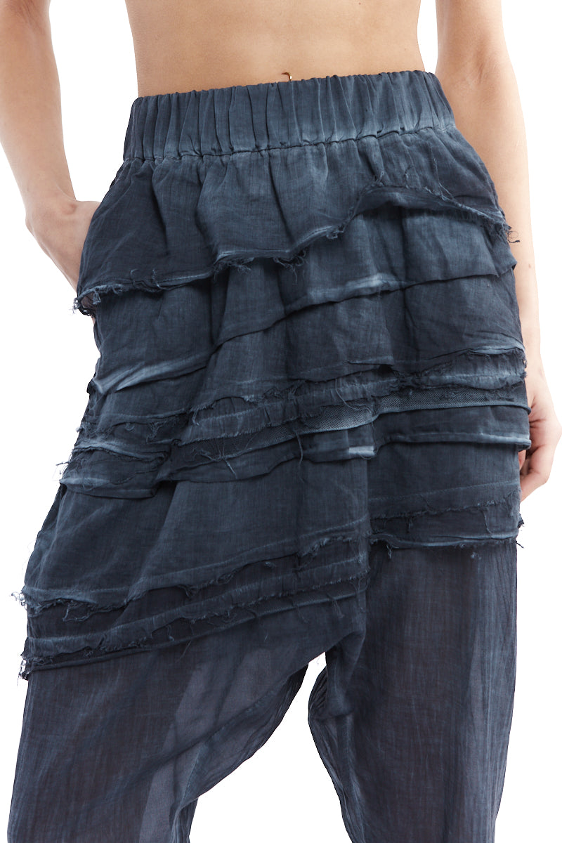 DENIM OLD DYED PANELED PANTS